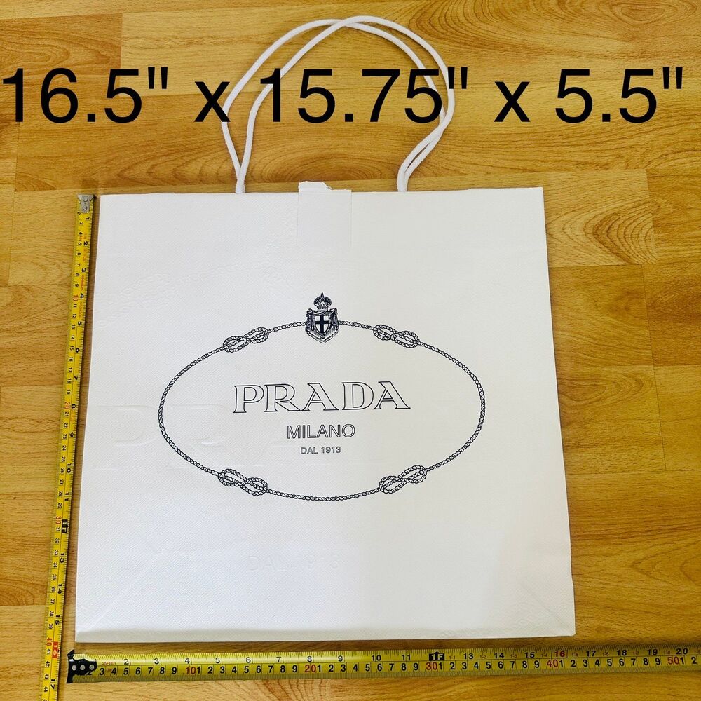 Prada Paper Shopping Bag - white medium, 16.5" x 15.75" x 5.5"